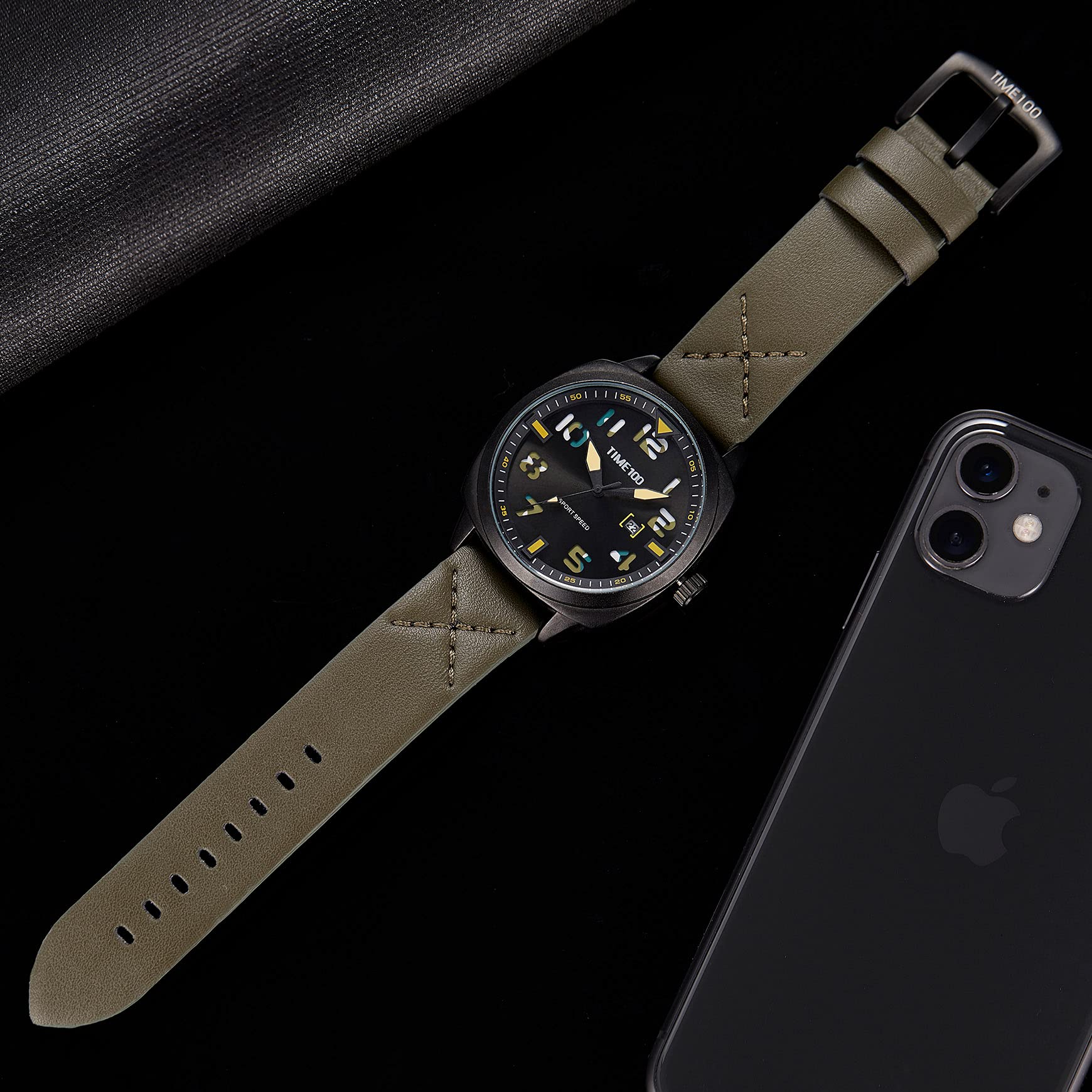 TIME100 Reloj deportivo digital militar electrónico impermeable luminoso japonés cuarzo relojes para hombres y mujeres verde