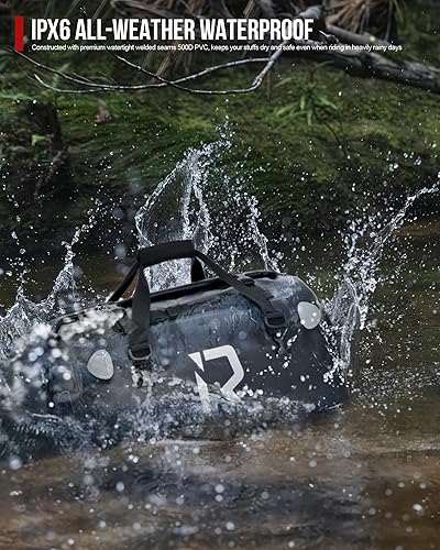 Miniatura 3 de Bolsa impermeable para motocicleta, 500D PVC reflexivo, silla de montar, equipaje seco, accesorios al aire libre (Verde, 40 litros)