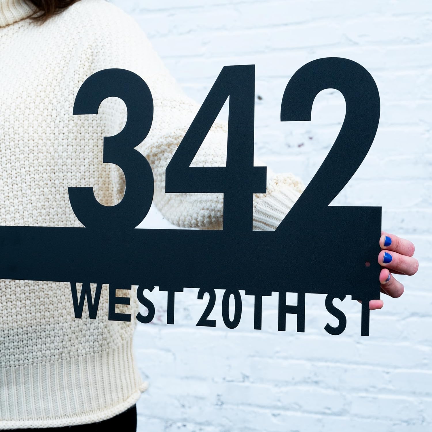Metal Address Sign with Street Name | Modern Address Sign | Outdoor Address Sign | House Numbers | Porch Numbers | Outdoor Address Plaque