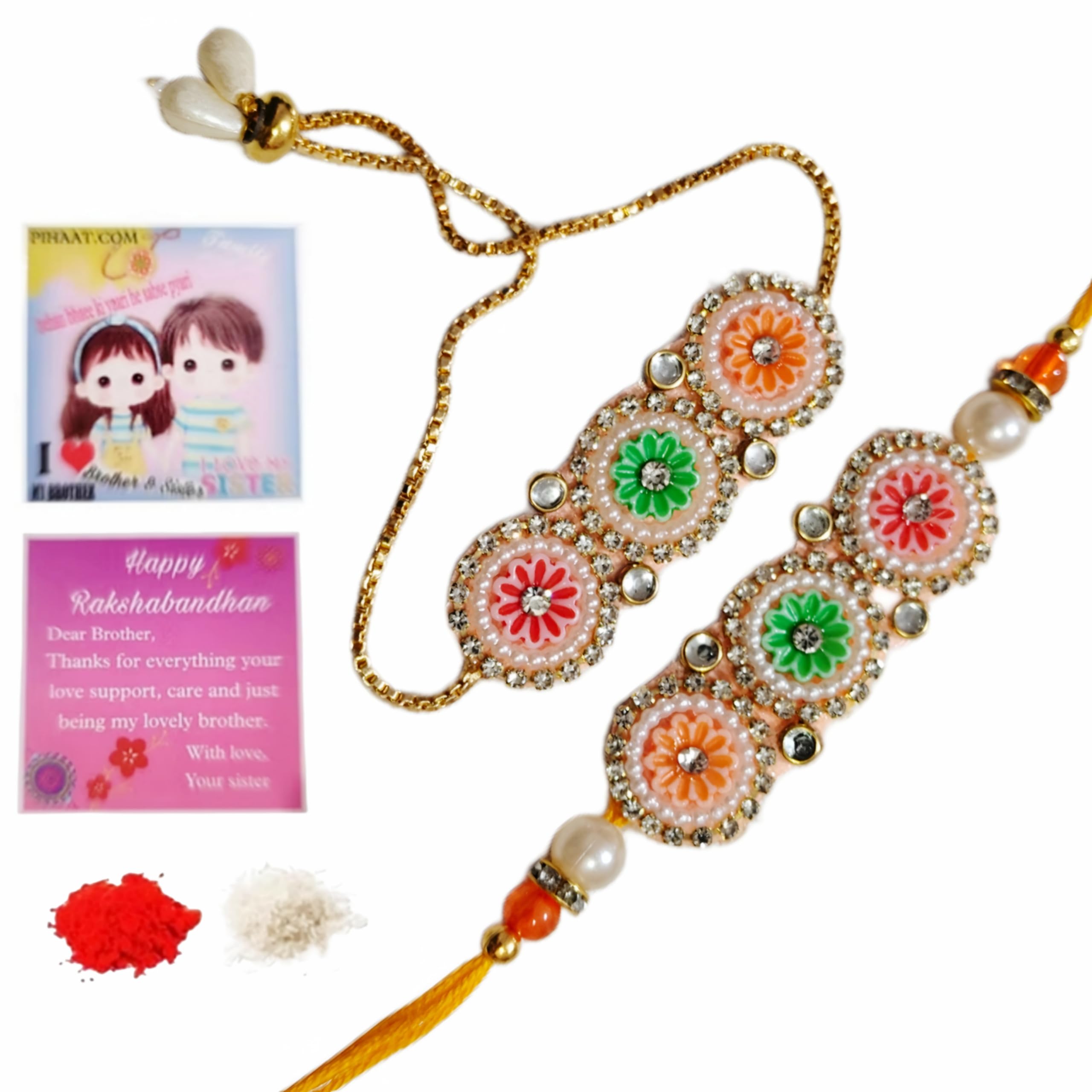Designer Floral Rakhi Lumba Combo Set with Roli Chawal-image-36