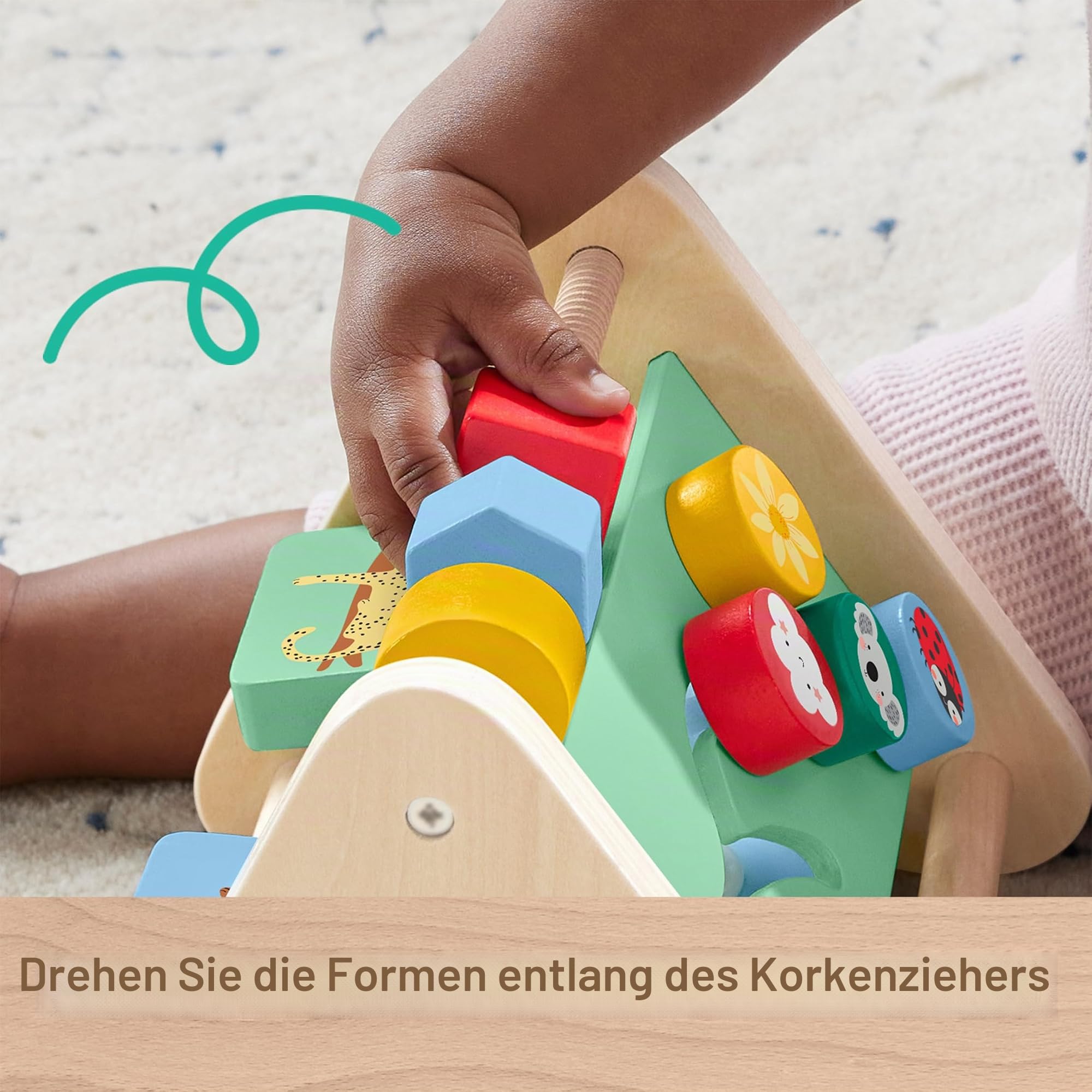 Fisher-Price Holz Baby Spielzeug Aktivitätsdreieck, 3-seitiges hölzernes Feinmotorik-Entwicklungsspiel für Säuglinge ab 6 Monaten