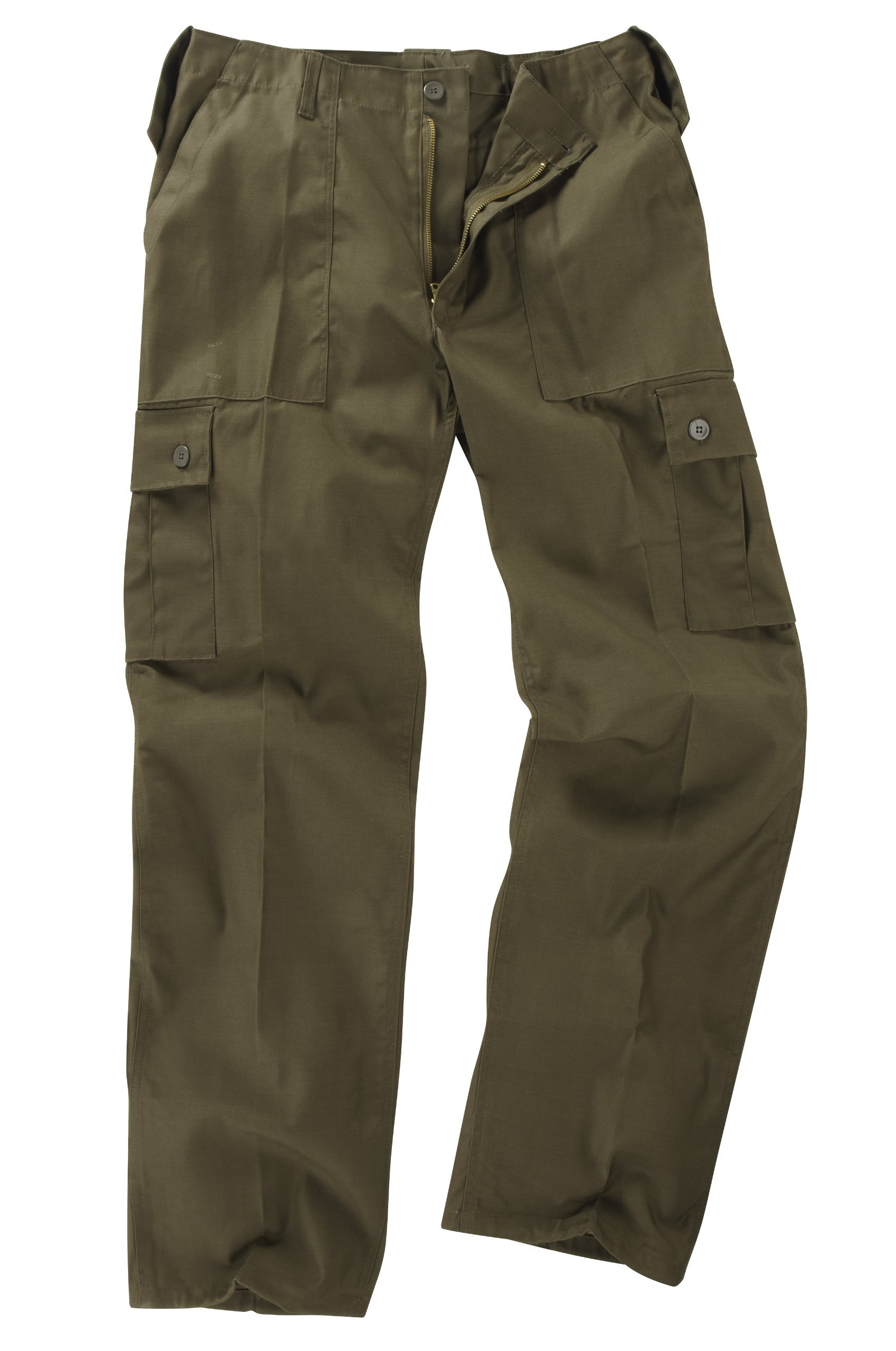 Men's Olive 6 Pocket Basic Combat Cargo Trousers - (32)