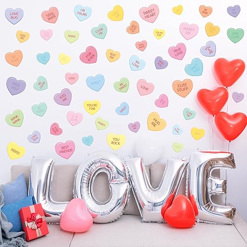 ANGOLIO 12 calcomanías de pared de corazón para conversación del día de San Valentín, calcomanías coloridas en forma de corazón, Hug Me Love Only ANGOLIO 12 calcomanías de pared de corazón para conversación del día de San Valentín, calcomanías coloridas en forma de corazón, Hug Me Love Only