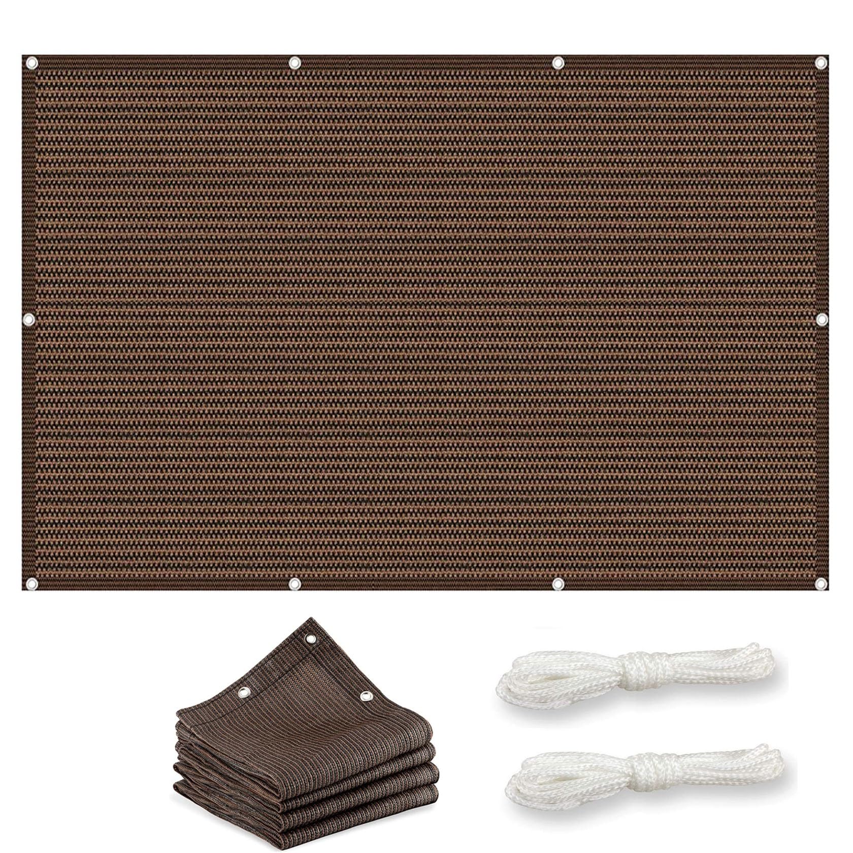 Voile d'ombrage 3.4 x 6.5 anti-UV 95% avec oeillets de fixation pour terrasse