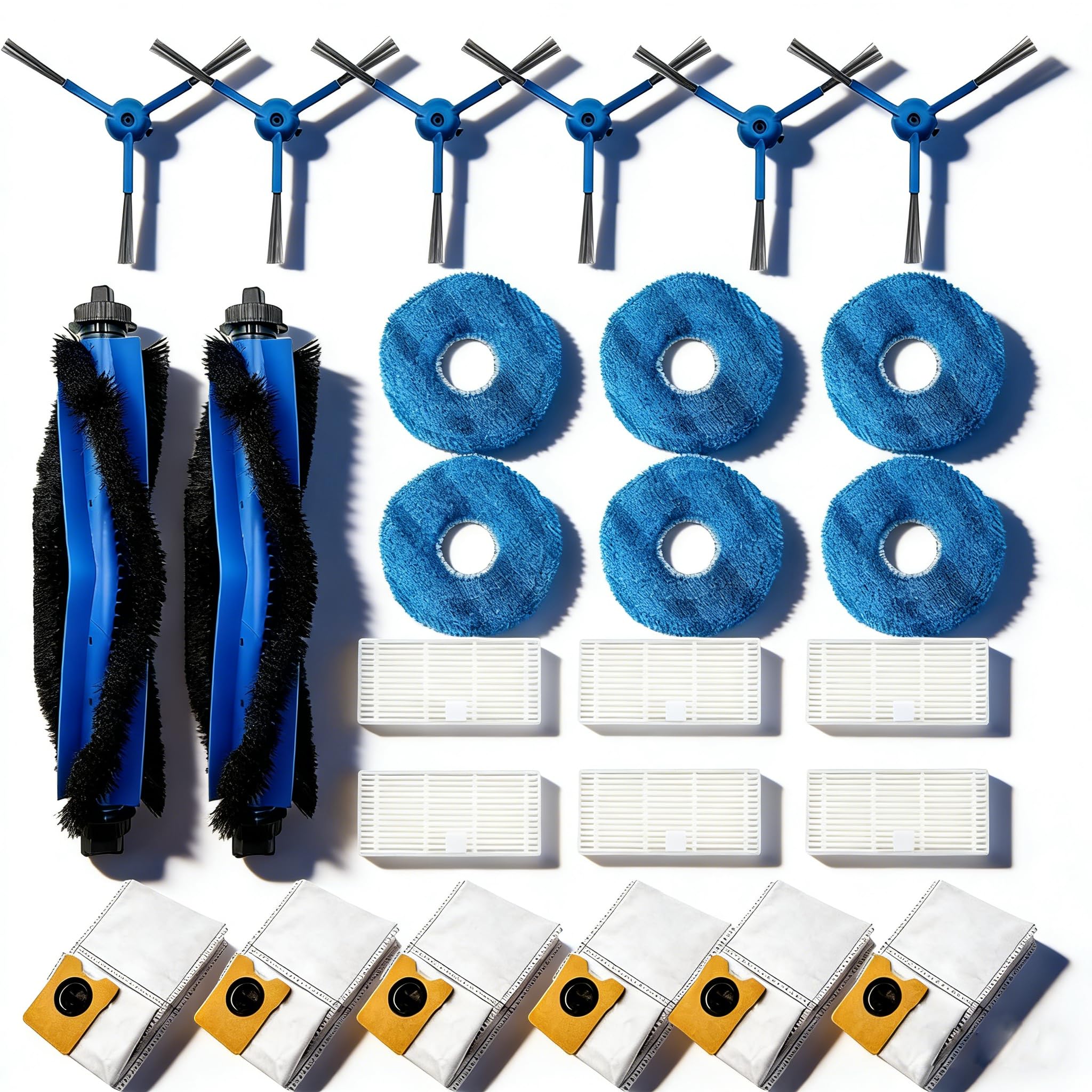 26-Pack Big Accessories Kit For Eufy Omni C20, Replacement Parts include 2 Main Brush, 6 Side Brushes, 6 Dust Bags, 6 Mop Pads, 6 Washable Filters