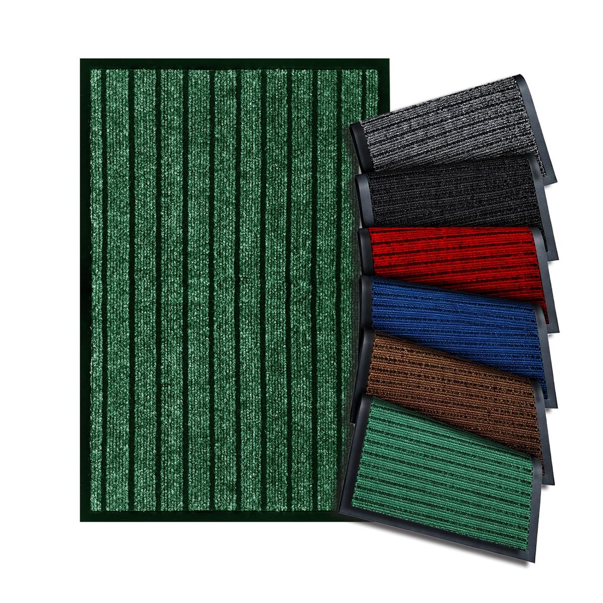 PHP Heavy Duty Rubber Runner Rugs for Hallways - Dirt Trapper Indoor and Outdoor High Traffic Areas, Garages, Storefronts, and Everyday Home Use Carpet Runners (Green, 80x150cm)