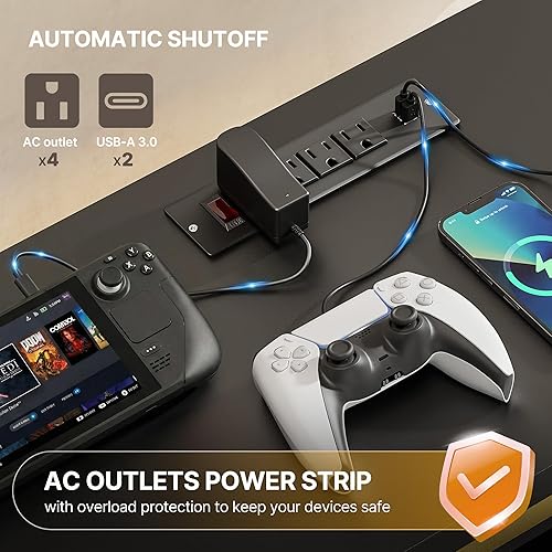 Miniatura 4 de SUNCOZE Soporte de TV, centro de entretenimiento con luces LED y gabinete para TV de 70/75/80 pulgadas, consola de TV moderna para juegos y medios