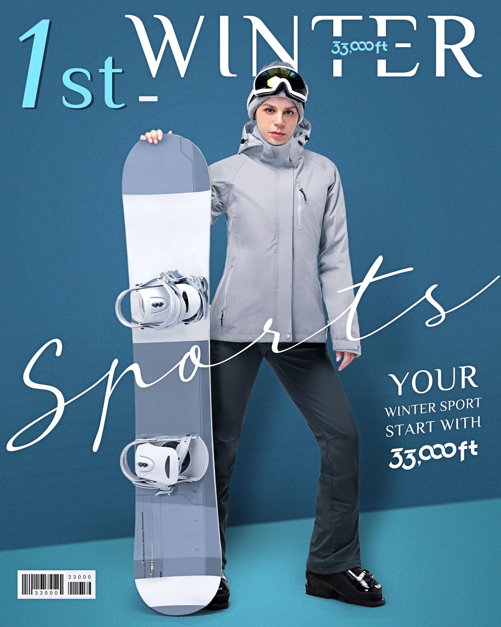 33,000ft Damskie spodnie narciarskie, spodnie z szelkami, wodoszczelne, wiatroszczelne, softshellowe, z ciepłą podszewką, spodnie snowboardowe, spodnie do biegania na nartach, spodnie termiczne,