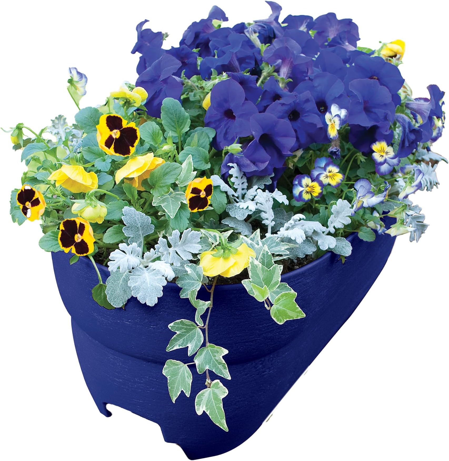Emsco Group Bloomers Railing Planter with Drainage Holes- 24” W- Cobalt Blue