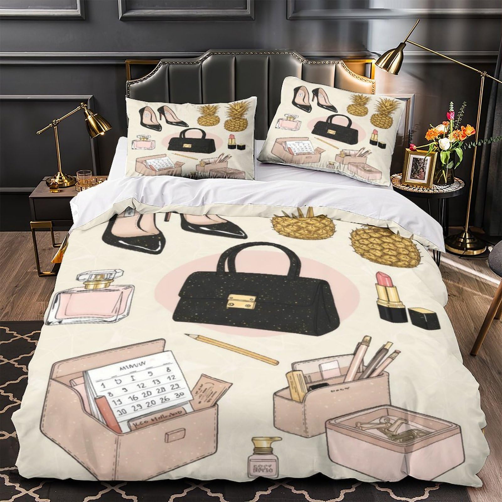 Parure de lit camion de pompiers housse de couette 220x240 microfibre pour lit double garçon