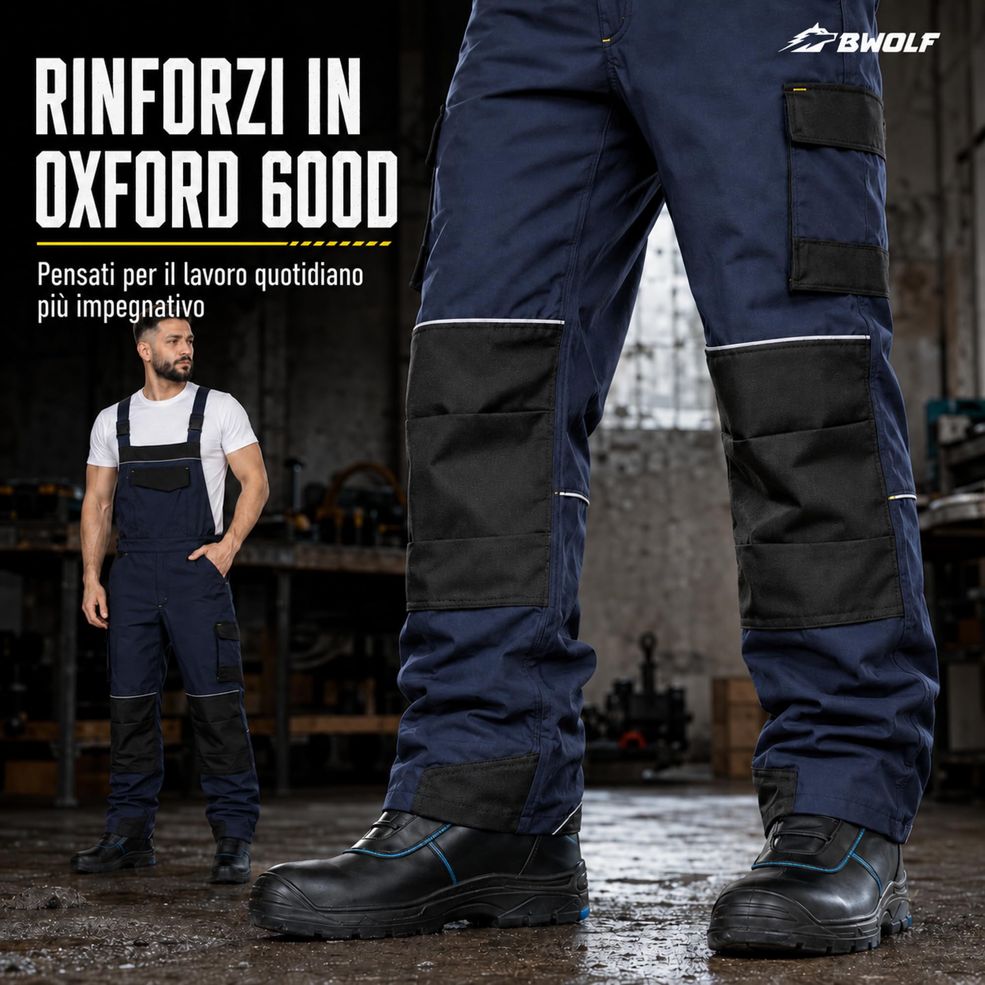 BWOLF DAYTONA ICE Salopette da uomo invernale – Softshell con elastico meccanico, antivento, resistente al freddo e robusto con elementi riflettenti