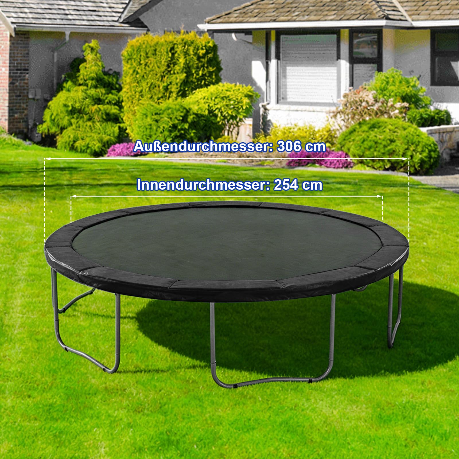 Storystore Trampolin Randabdeckung 306cm Außendurchmesser Federabdeckung Trampolin Umrandung Wetterbeständig UV-beständig Reißfest Trampolinzubehör Randschutz