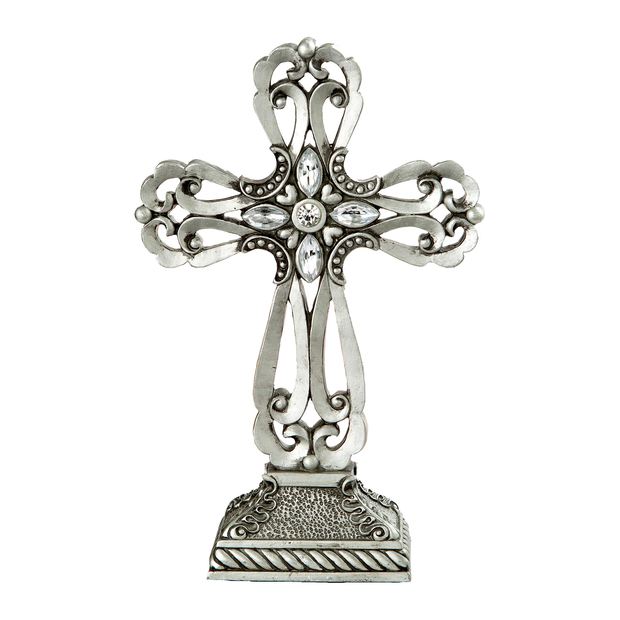 Fashioncraft 2505 Pewter Finish Cross Center Piece with Antique Accents
