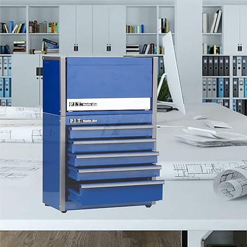 Miniatura 2 de P.I.T. Mini Caja de Herramientas Azul, Caja de Herramientas de Acero Portátil Apilable de 3 Cajones con Bloqueo de Pestaña Magnética, Micro Cofre