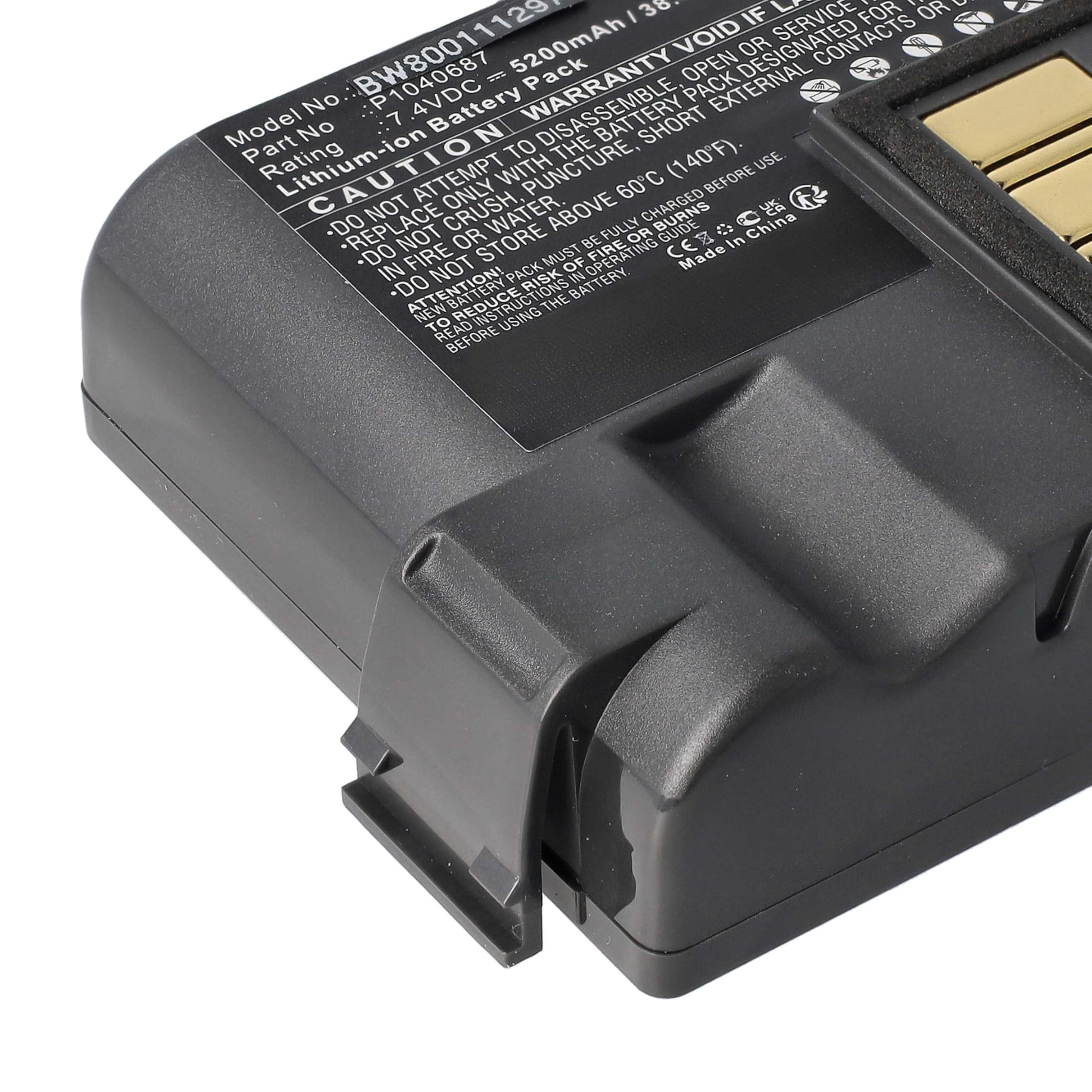 vhbw 5 x akumulator zamienny do Zebra P1050667-016 do drukarek, kopiarek, skanerów, etykiet (5200 mAh, 7,4 V, litowo-jonowy)