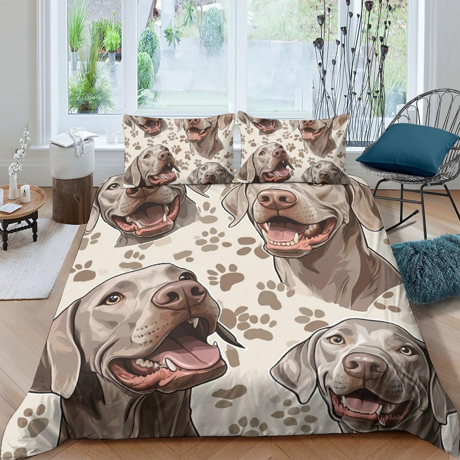 Ctjqhvkz Style-5 3D Printed Dog Portrait Fitted Sheet Microfiber Soft Paw Print Mattress Cover For Bedroom Guest Room Decor Single（135X200cm）