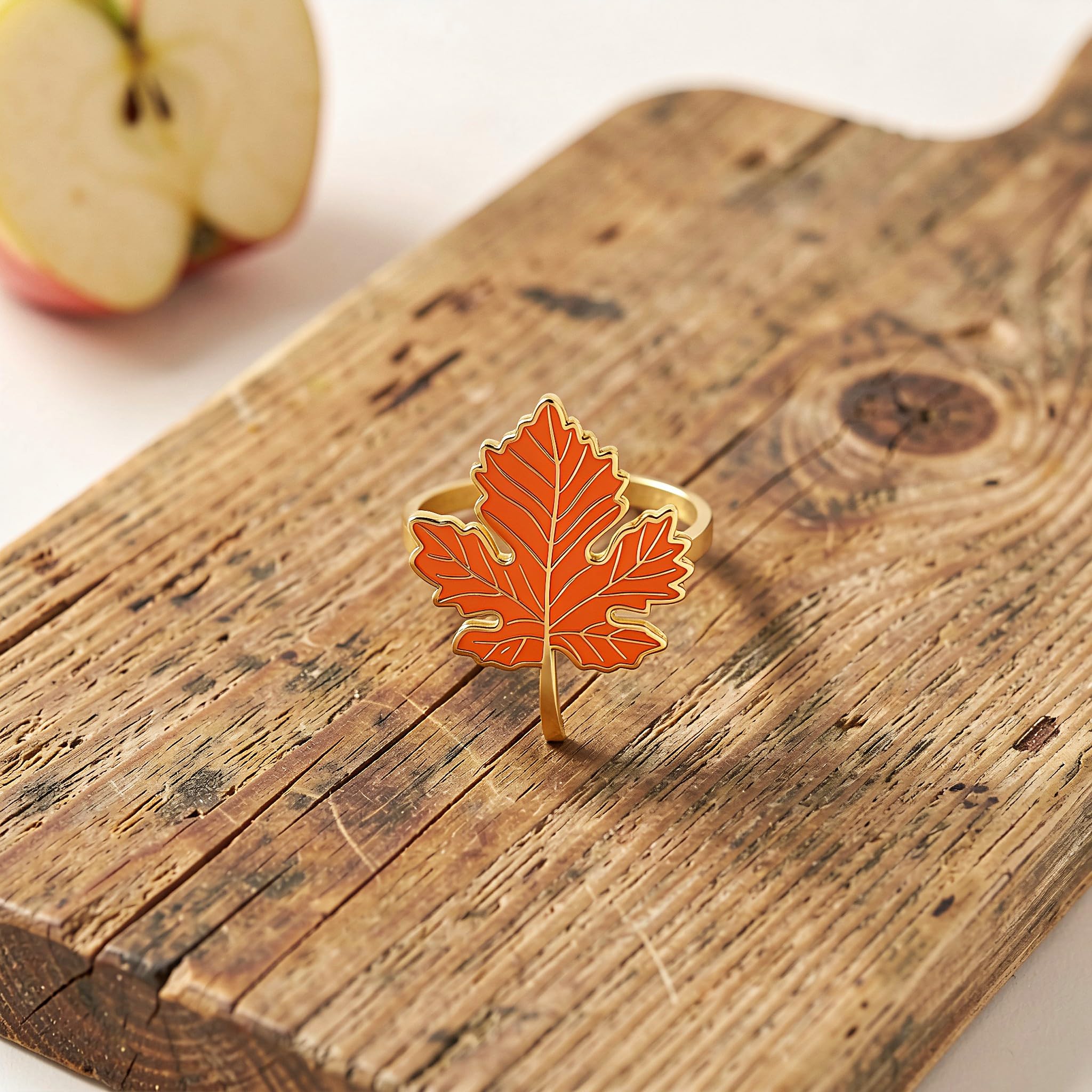12 Ronds de Serviette en Forme de Feuille d'érable -