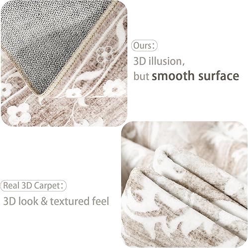 Miniatura 3 de Soalmost Alfombras de área de 8 x 10 pies para sala de estar, resistentes a las manchas, lavables, para comedor, cocina, floral vintage