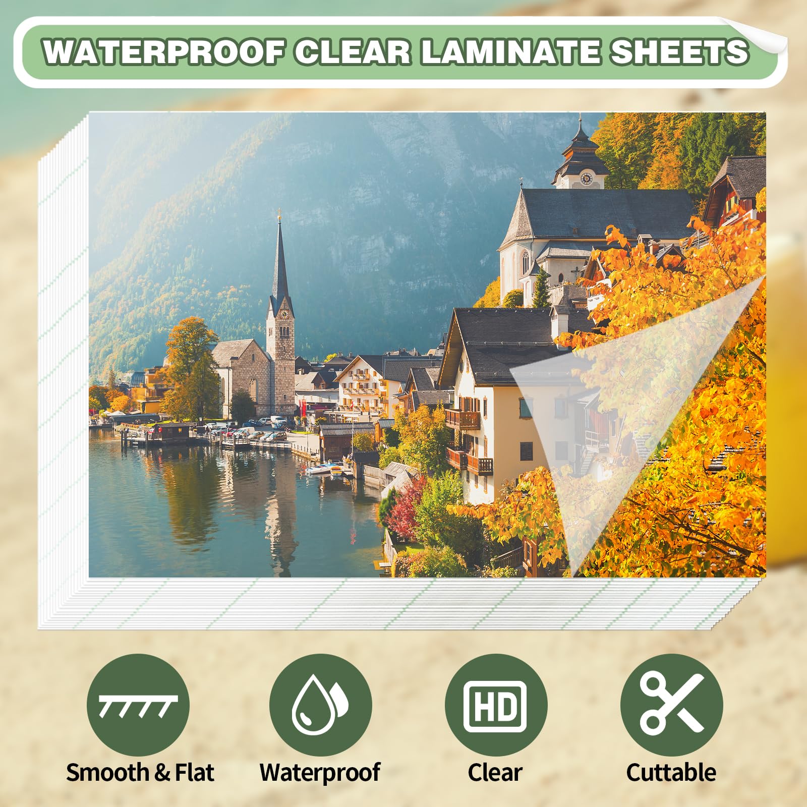 50 Self Sealing Laminating Sheets, 6 Inches Waterproof Clear Laminate Sheets, PVC No Machine Laminating Sheets - Image 4