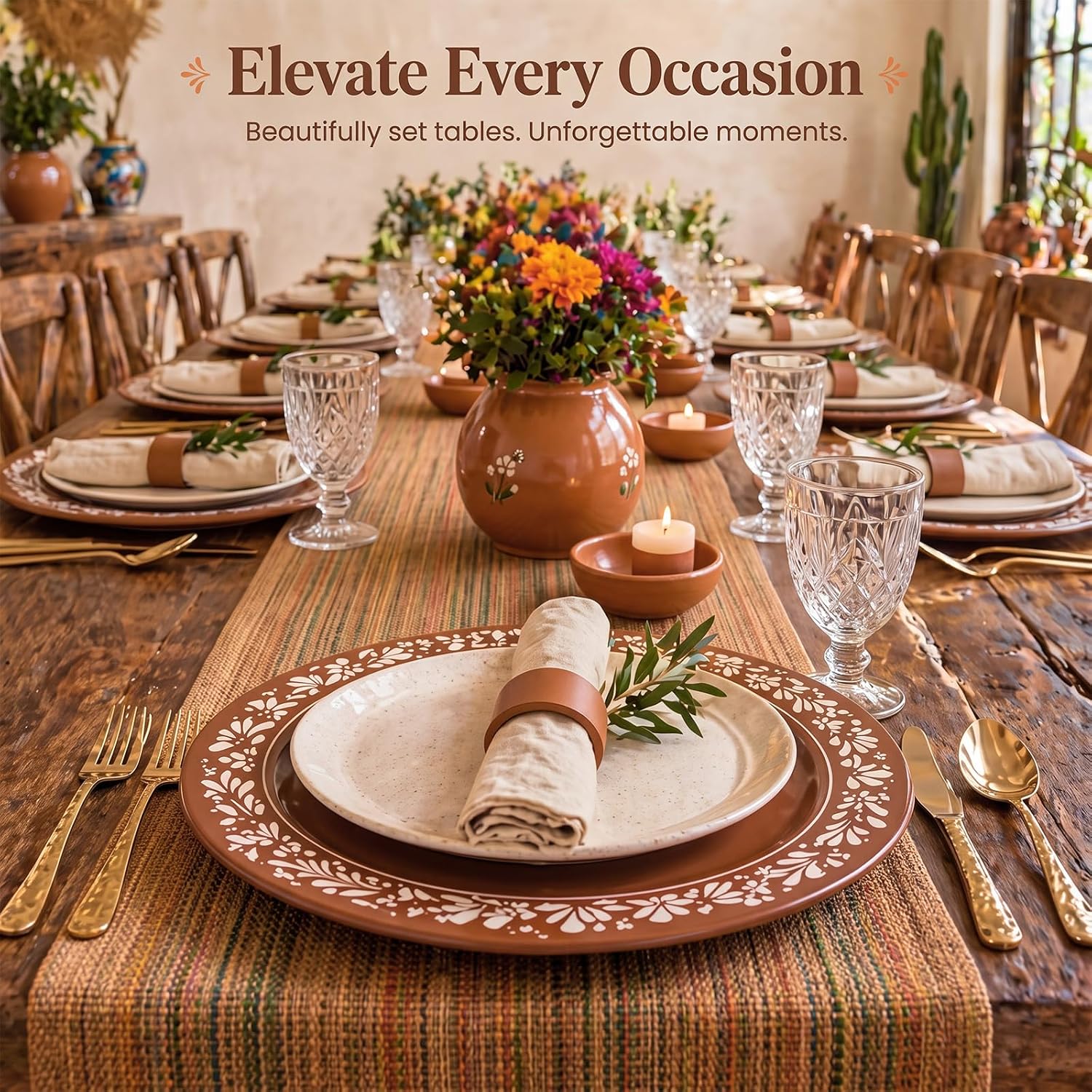Yungyan 6 Pcs Mexican Charger Plates 13 Inch Fall Brown Charger Plates
