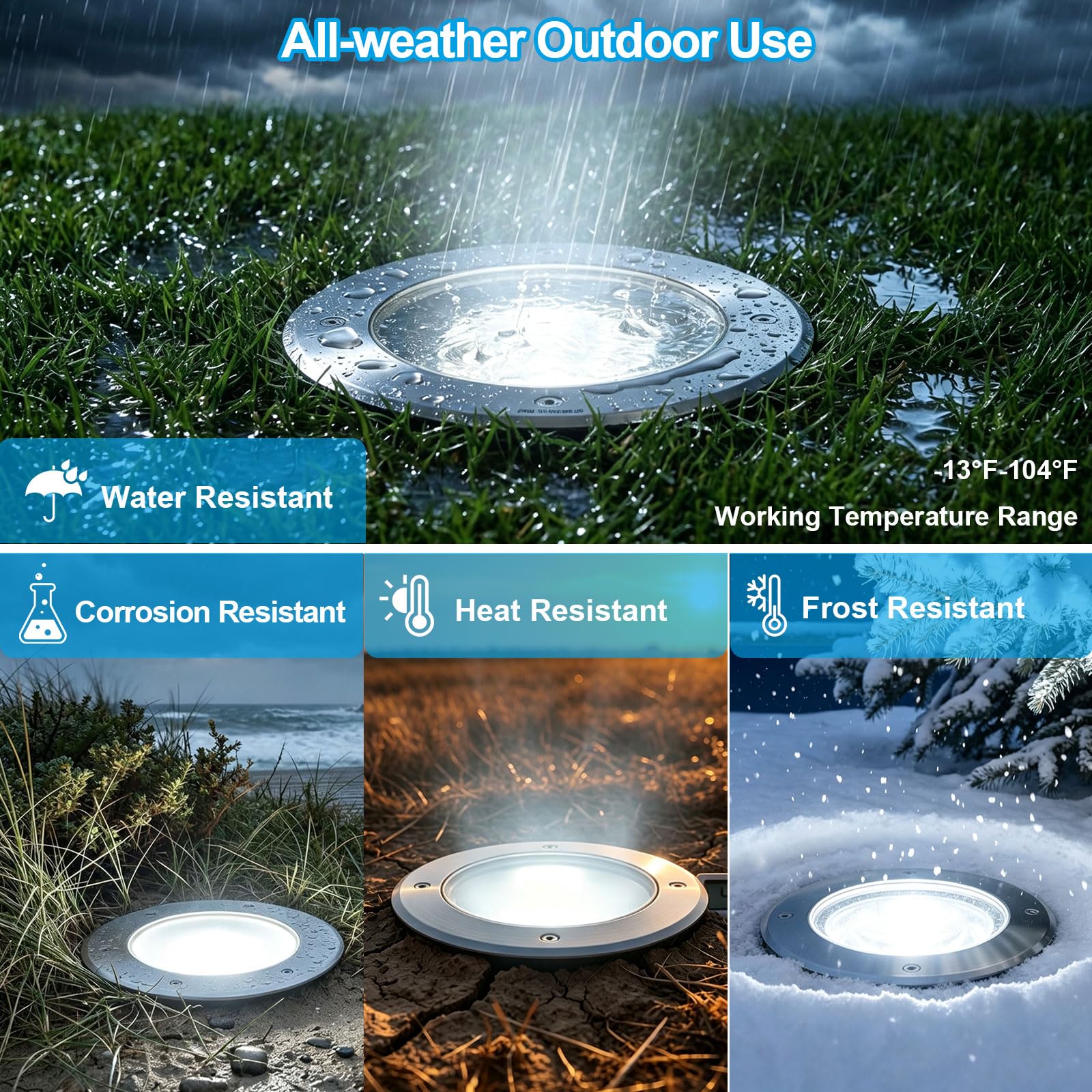 GOCuces 5W White Outdoor Well Lights In Ground 110V-120V 4 Pack