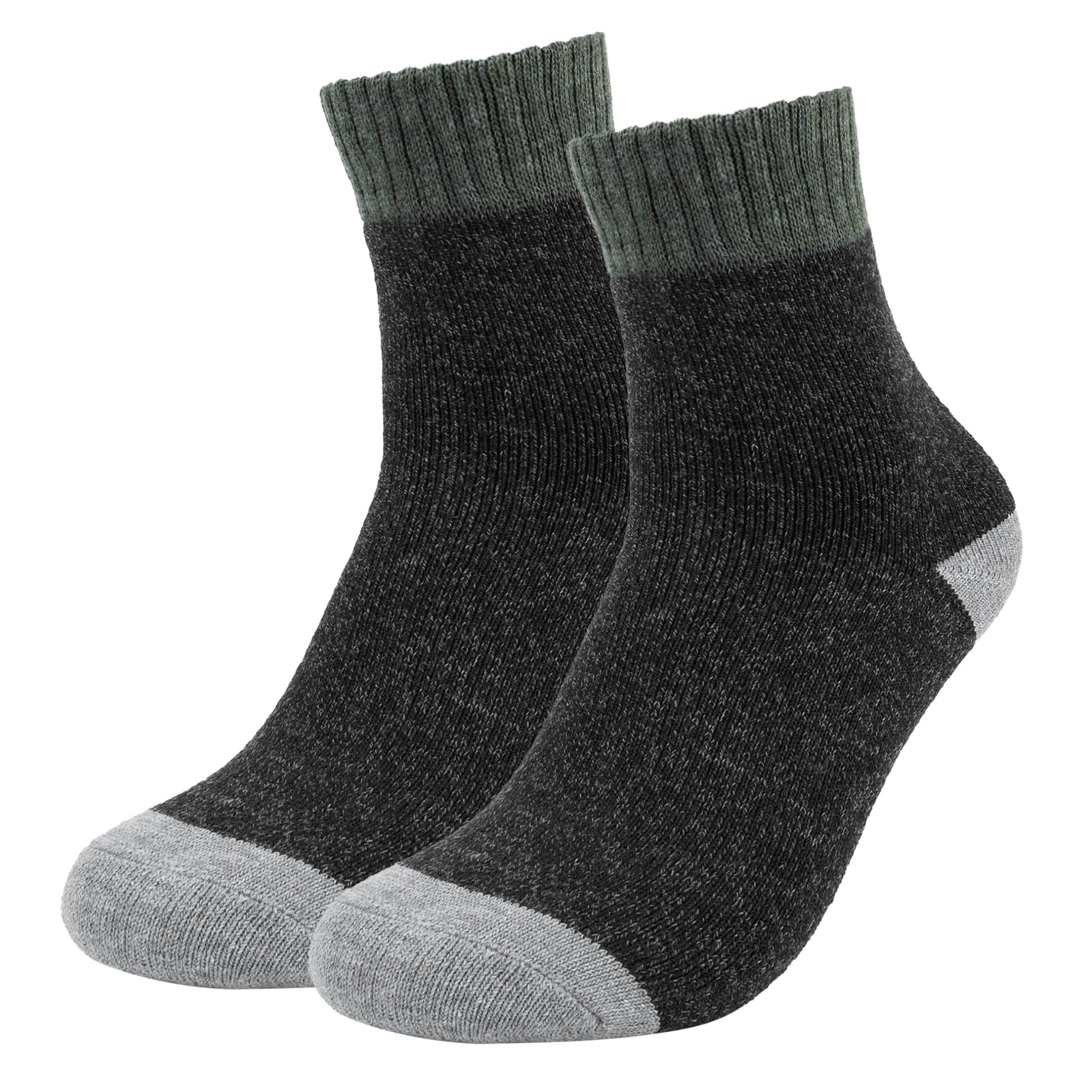 Fachoi Unisex Black Green Thermal Socks For Women Men, Winter Wool Socks Breathable Warm Thick Knitting Socks For Cold Weather Walking Hiking Work F4-Psymw (Black Green)