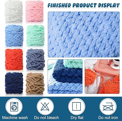 Miniatura 6 de Buryeah Hilo de felpilla suave, hilo de terciopelo grueso y esponjoso para tejer a mano, tejer a mano, suéter, chal, bufanda, guantes para