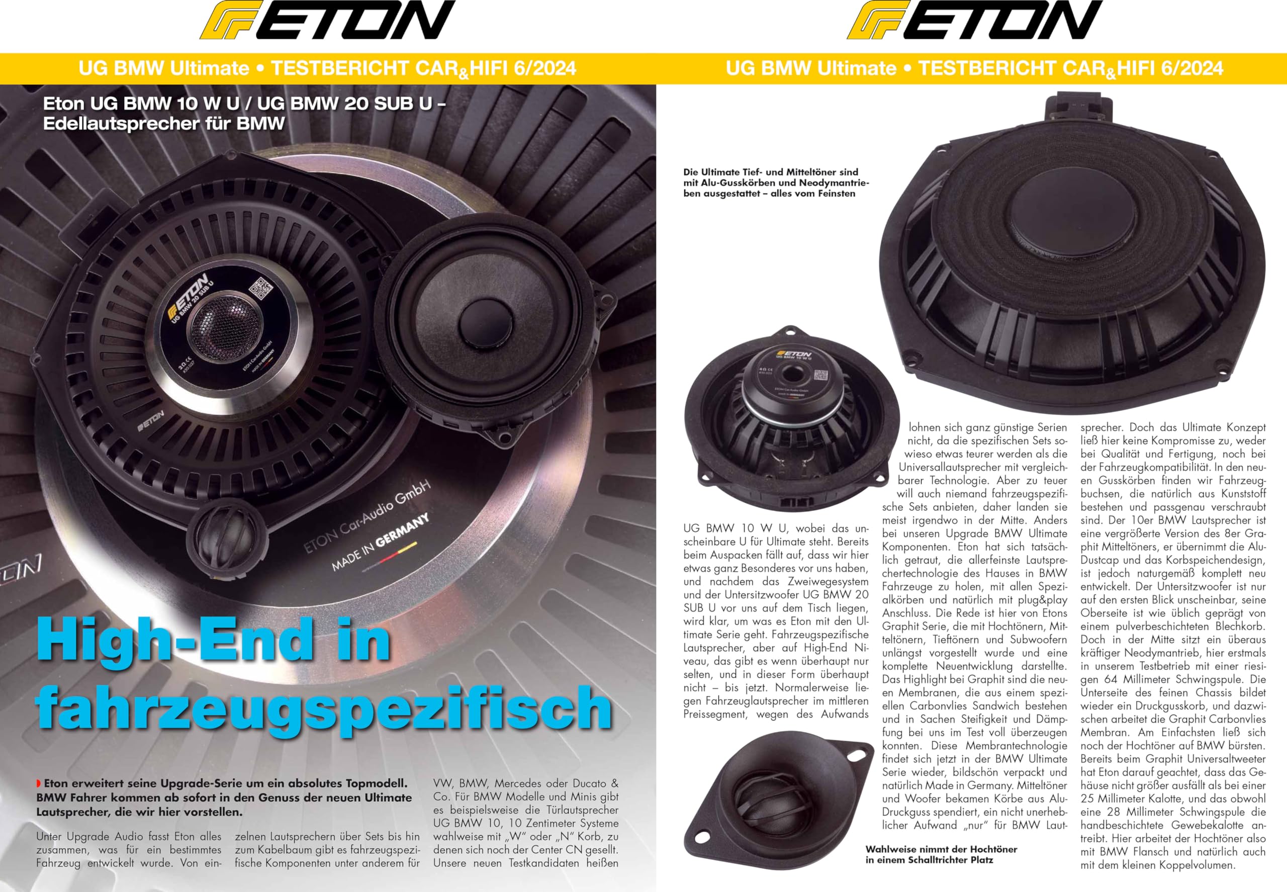 ETON UG-BMW20SUBU – Ultimate High End 8“ / 20 cm Auto Untersitz Subwoofer, kompatibel mit BMW und Mini Fahrzeugen, Flacher Plug & Play Underseat Bass, 200 W, 1 Stück