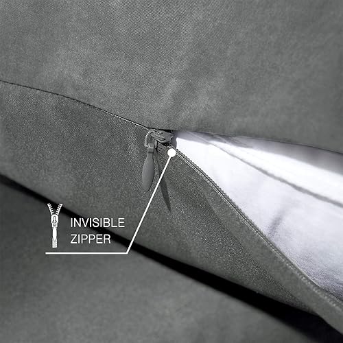 Miniatura 4 de HAPPYMOON Juego de 2 fundas de almohada de microfibra estándar con cremallera, fundas de almohada transpirables con cremallera para cabello y piel,