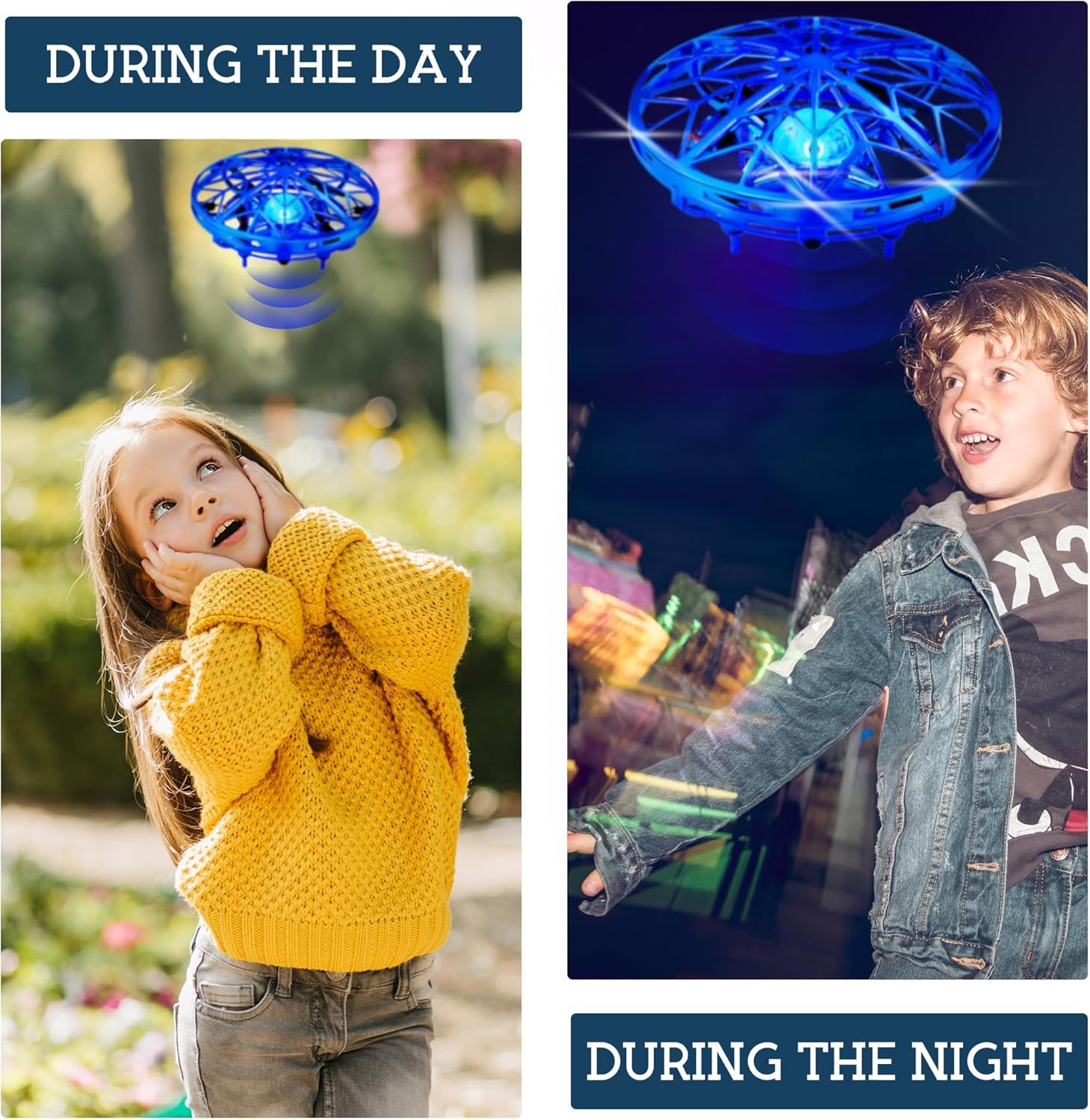 Giocattolo di elicottero volante drone UFO per bambini – Sensore di movimento 360° senza mani con fantastiche luci LED,giocattolo volante a controllo manuale, regalo per ragazzi e ragazze di 6–14 anni