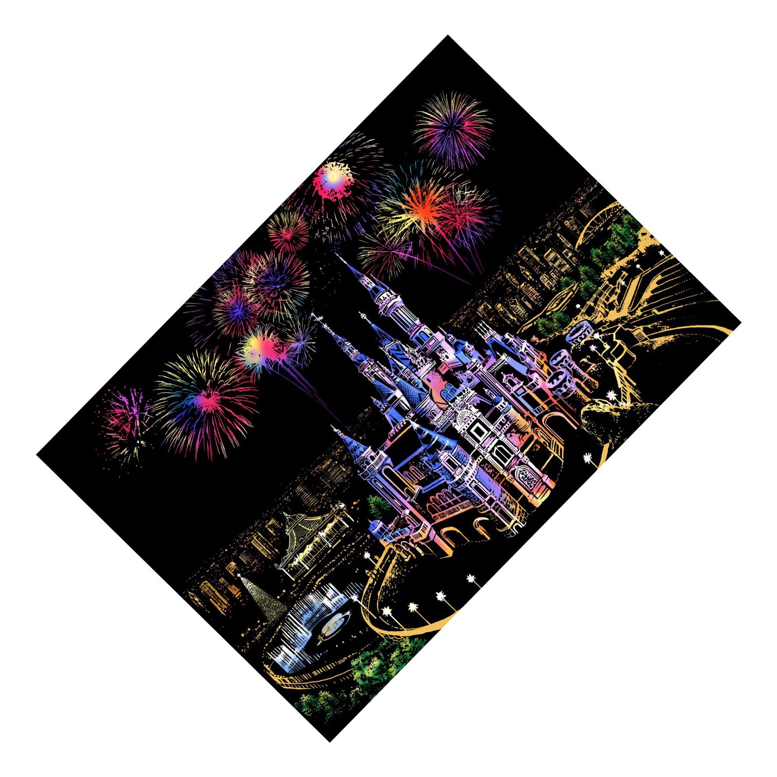 Creative Scratch Art Painting Kit Home Wall Decor Scratch Paper Painting City View Rainbow Sketch Painting Scratch Painting Animal