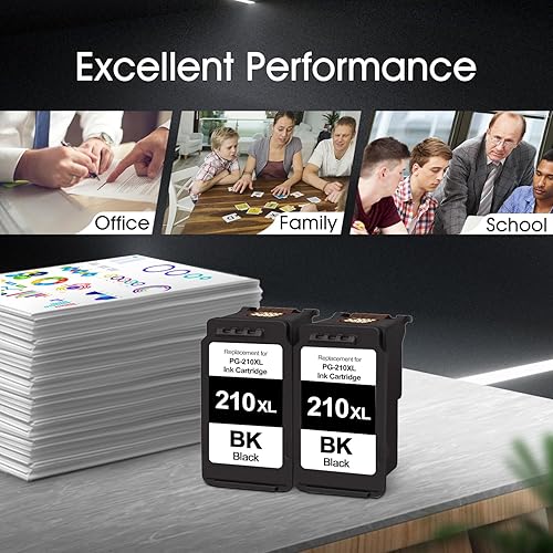 Miniatura 6 de 210XL - Cartucho de repuesto para Canon 210 210XL PG-210XL para Canon Pixma MX410 MX350 MP250 MP495 MX330 MX340 MP280 MP480 MP490 (2 negro)