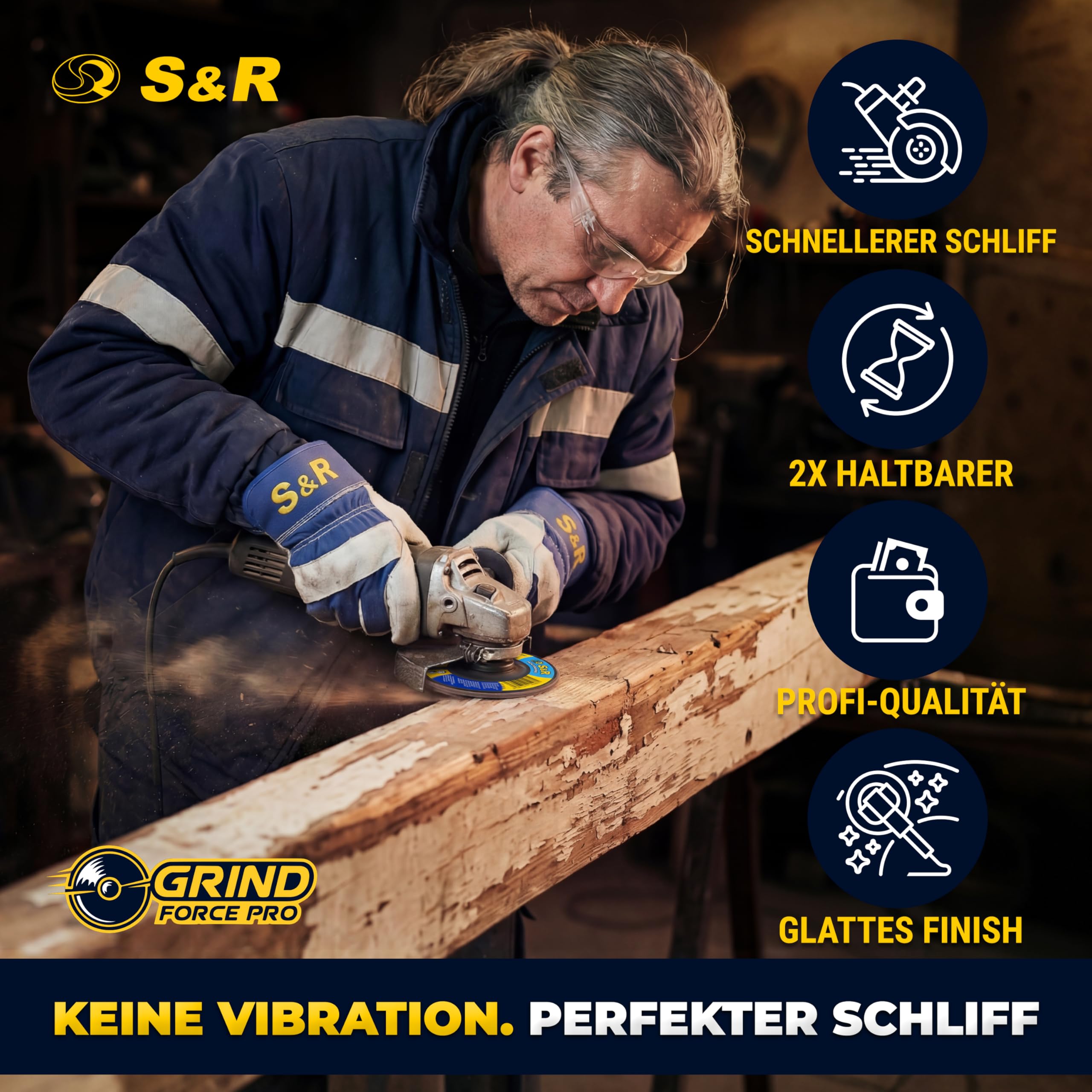 S&R Fächerschleifer Set 20 St., 115 x 22,23 mm, PRO ALUMINIUM OXID, T29, Fächerschleifscheiben, Lamellenschleifer, Schruppscheiben für Holz und Metall, je 5x Körnung P40/60/80/120