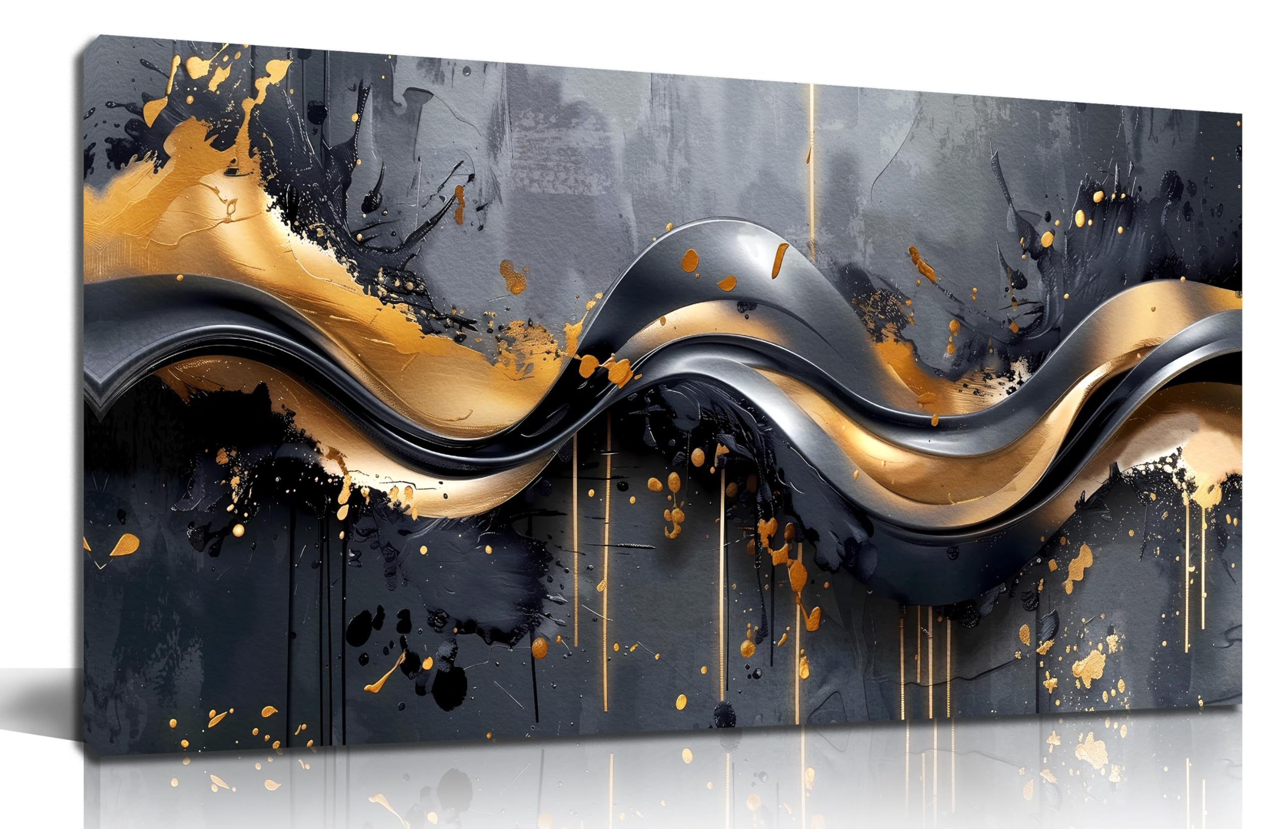 AOZEMI Abstract Wall Art Black Canvas Art for Bedroom