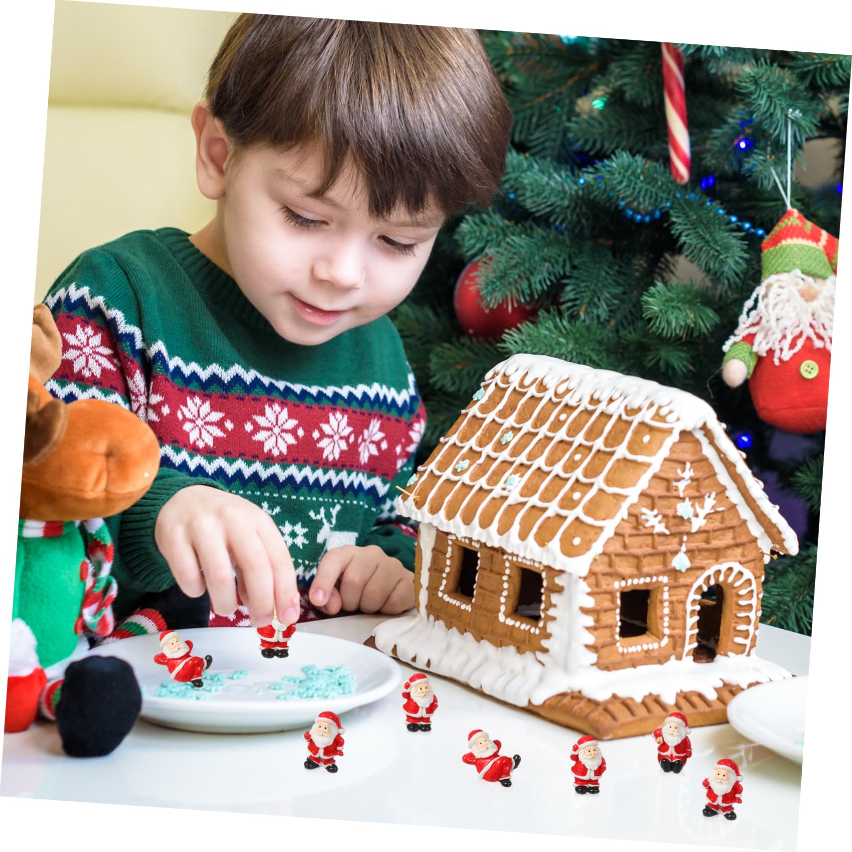 VALICLUD 12stücke Weihnachtsmann Figur Mini Weihnachtsmänner Kunststein für Weihnachts-mikrolandschaft Weihnachtsbaumschmuck Tischdekoration Zufälliger Stil