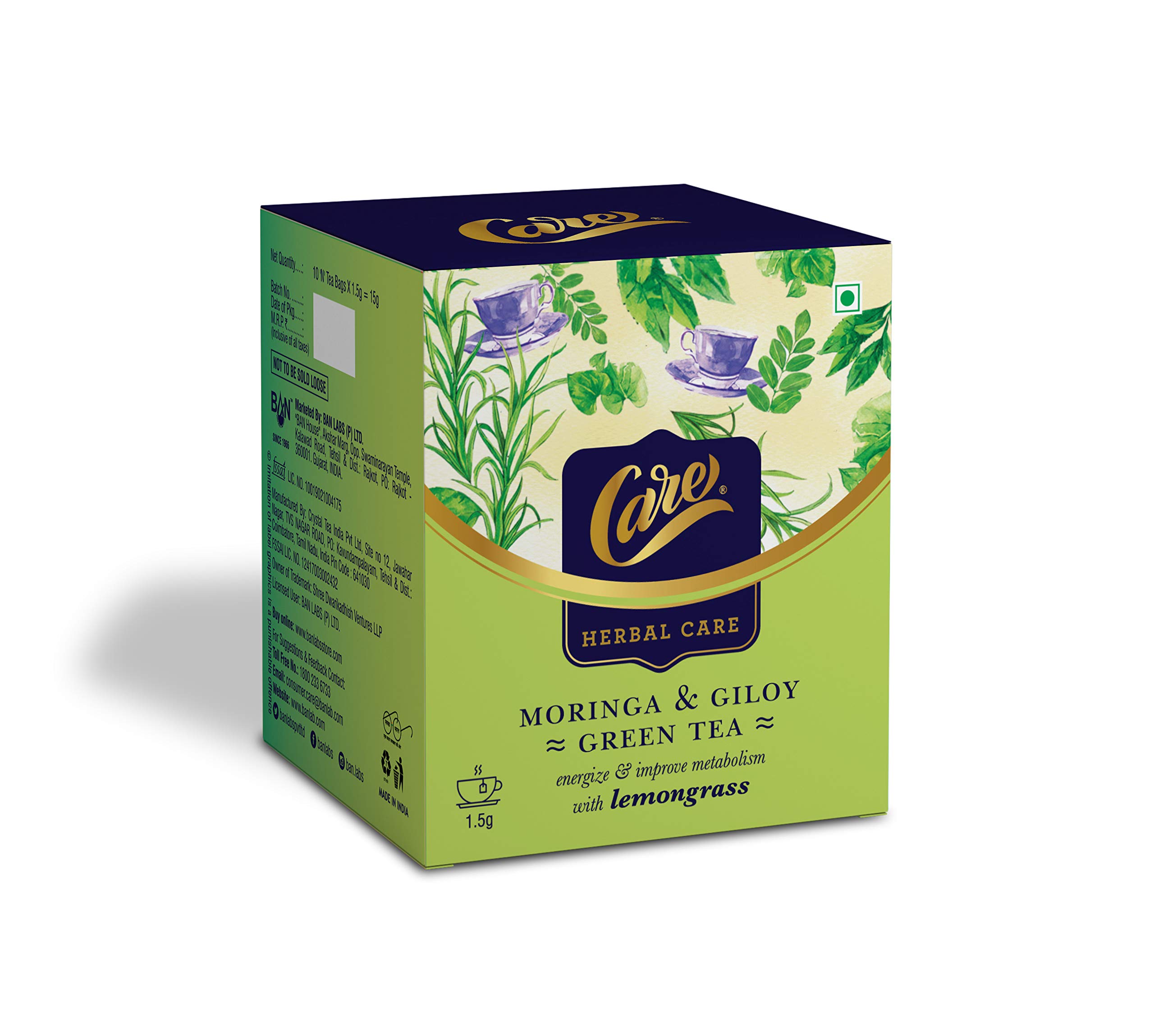 Care Moringa & Giloy Green Tea With Lemongrass | Pack of 20 Tea Bags | Detox Desi Kahwa | All in one Natural and Herbal Flavour Improves Immunity| Rich in Vitamin C |Zero Calories (B085379LTN) Amazon Price History, Amazon Price Tracker