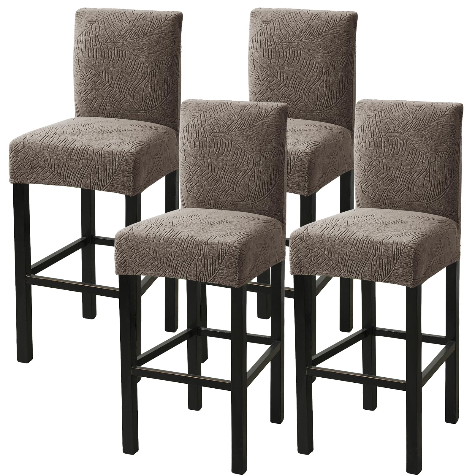 HAOYONG Bar Stool Covers, Stretch Counter Stool Pub Chair Slipcover Washable Counter Height Chair Covers for Kitchen Dining Room Cafe Set of 4 (Coffee)