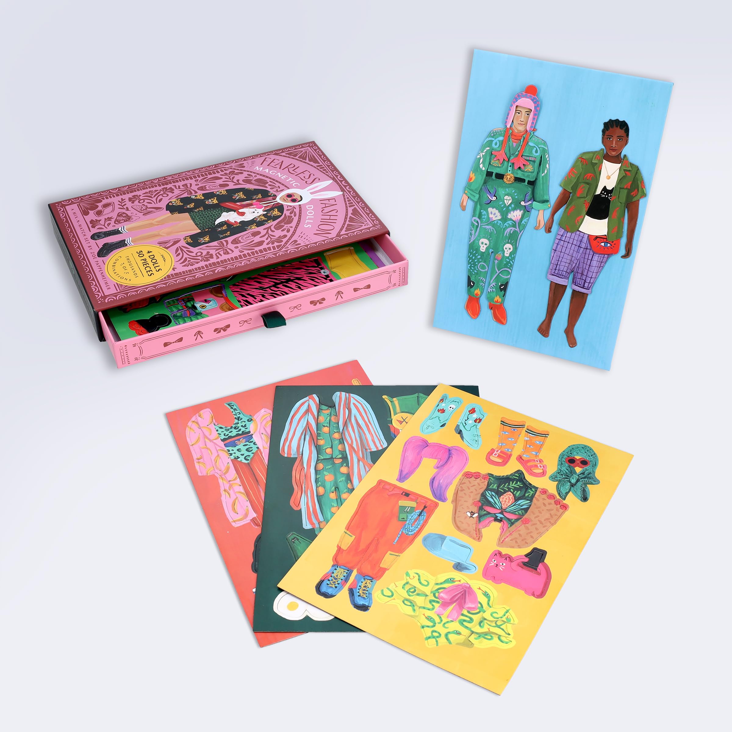 Chronicle Books Fearless Fashion Magnetic Dolls | Mix-N-Match Set | 4 Dolls, 50 Pieces, Thousands of Combinations