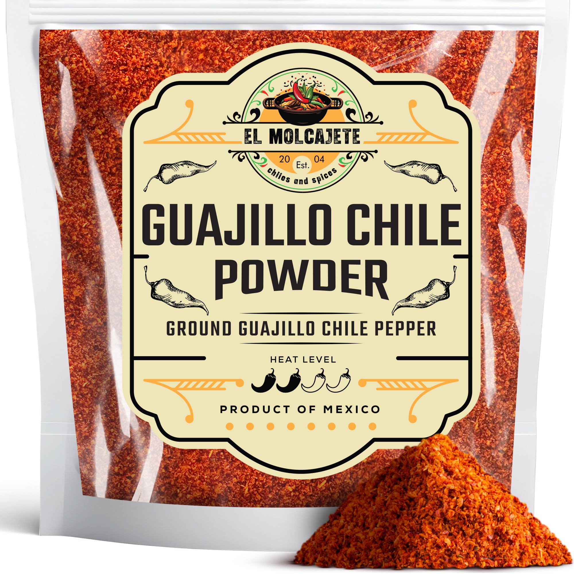 Guajillo Chile Powder 4 oz – Premium Single Ingredient, Authentic Mexican Spice for Sauces, Salsa, Chili, Birria, Meat, BBQ, Enchiladas, Soups, Stews, Chicken from El Molcajete