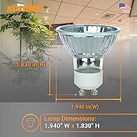 Vista 4 de Sunlite Bombilla halógena 40712 MR16, 35 vatios, inundación de 38°, 120 voltios, vida útil de 2000 horas, regulable, base GU10, protector