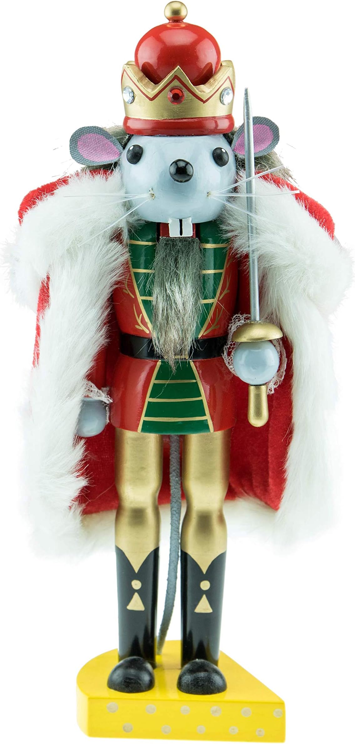 Clever CreationsTraditional Mouse King Wooden Nutcracker | Cheese Platform | Festive Christmas Decor | Stands at 10" Tall | Perfect Size for Shelves Tables