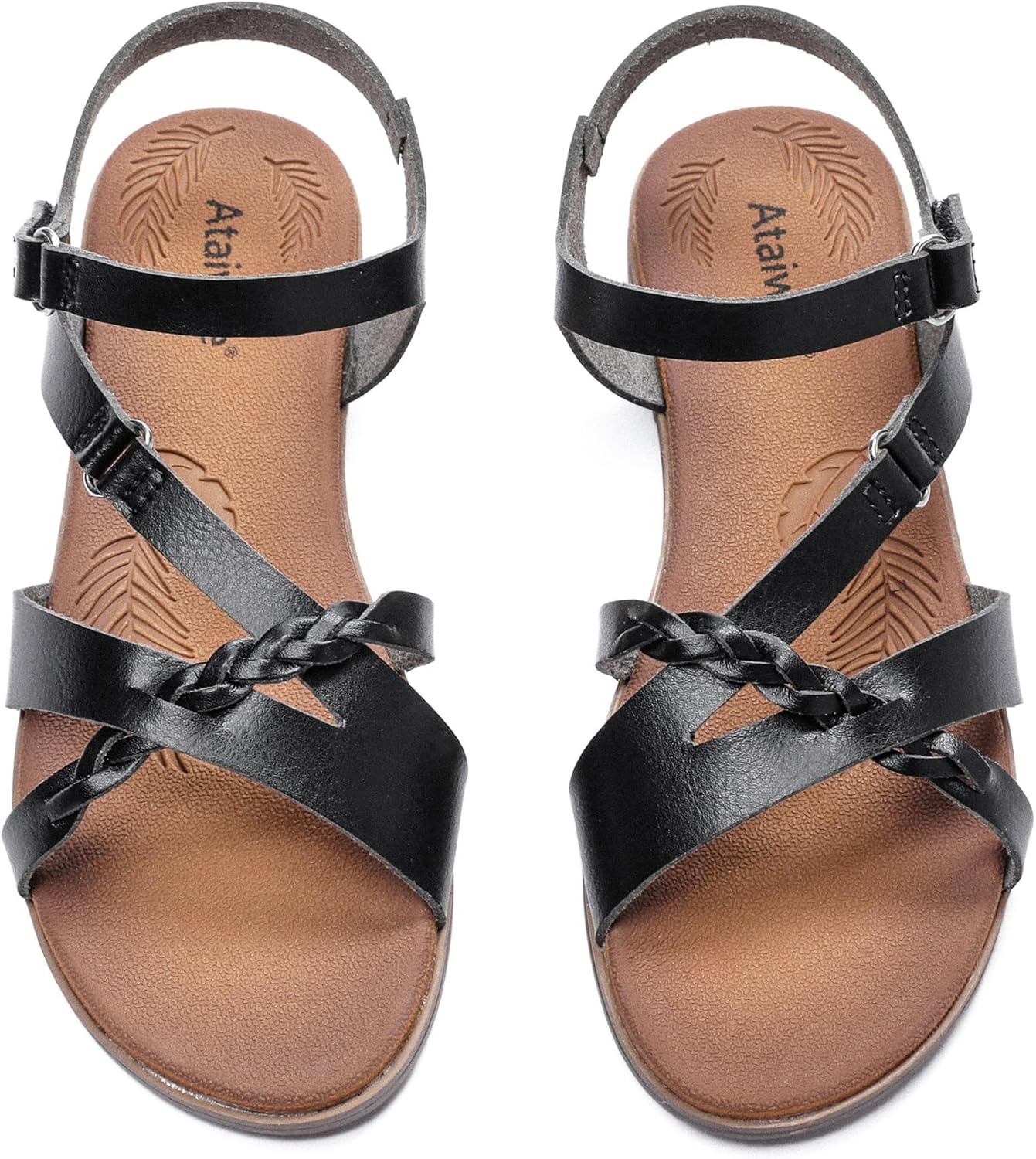 Ataiwee Women's Flat Slide Sandals - Comfortable Slip-On with Ankle Strap,Casual Open Toe Design,Hook-and-Loop Closure Summer Sandals.