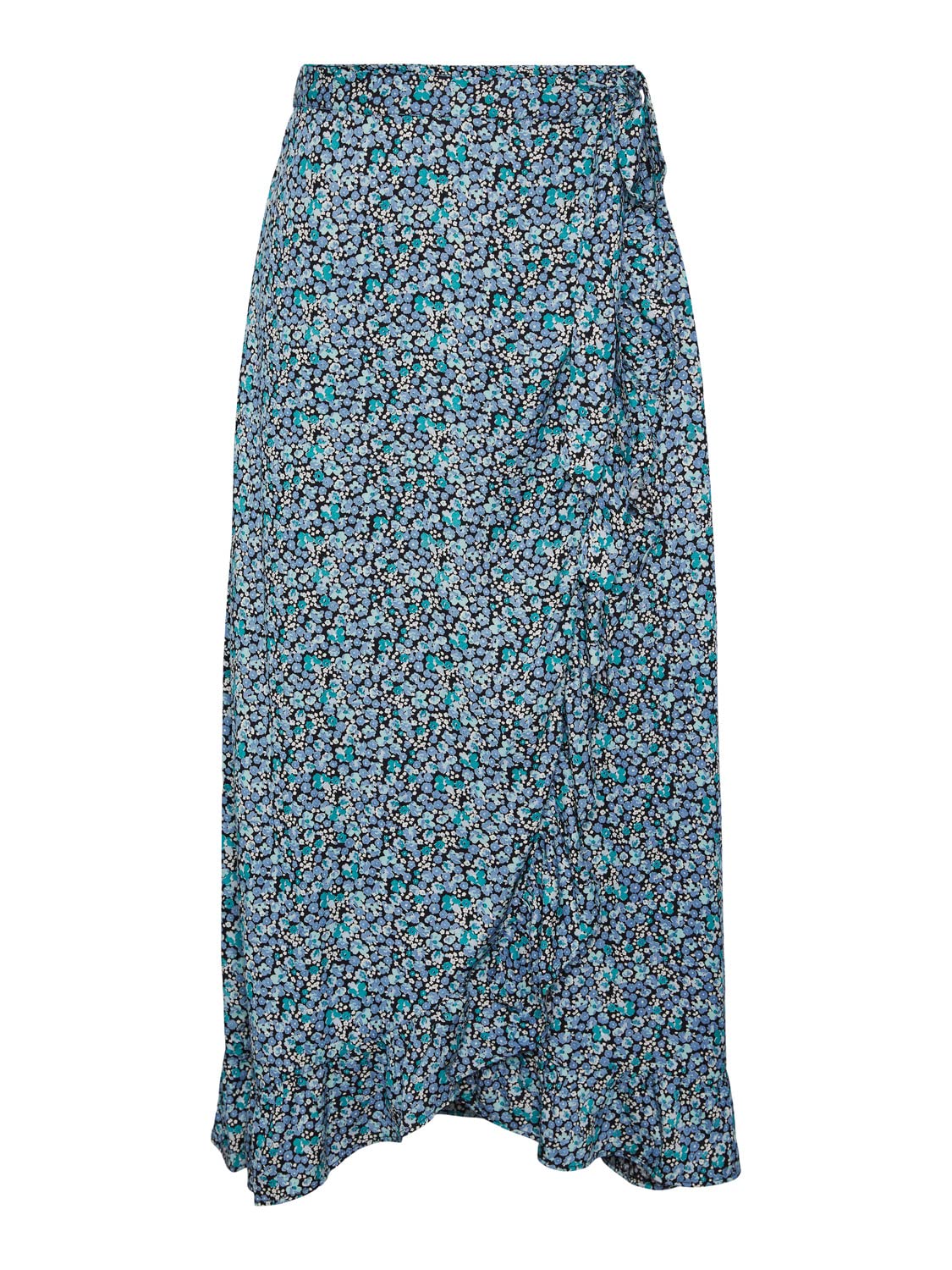 Pieces Women's Pcbrock Hw Midi Skirt, Deep Lagoon/AOP:Flower, L
