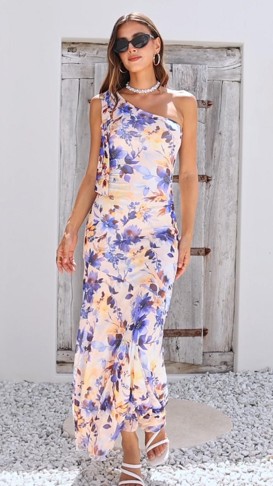 PRETTYGARDEN Womens Summer One Shoulder Maxi Dress 2026 Floral Sleeveless Bodycon Mesh Long Beach Vacation Sun Dresses (Black Red Flower,X-Small) at Amazon Women's Clothing store