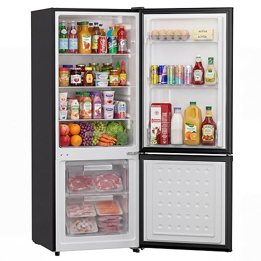 Upstreman 7.1 Cu.Ft Refrigerator with Bottom Freezer, Apartment Fridge with Freezer, Energy-efficient, Large Capacity, Adjustable Thermostat, Refrigerator for Apartment, Kitchen, Dorm(BM71)