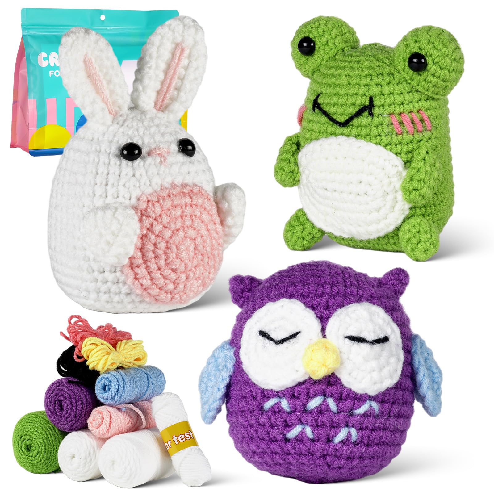 RoseFlower Kit uncinetto principianti, Crochet kit per principianti all'uncinetto con tutorial video passo passo, uncinetto set di animali fai da te per bambini e adulti, Regali per Chi fa Uncinetto