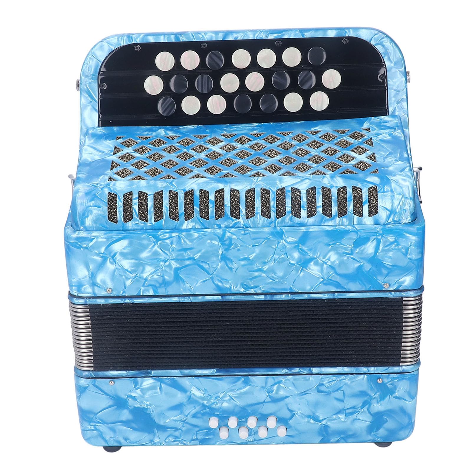 Strumento Musicale Professionale per Fisarmonica a 22 Tasti e 8 Bassi con Comodi Controlli, Design Portatile per Spettacoli Ed Esercitazioni (cielo blu)