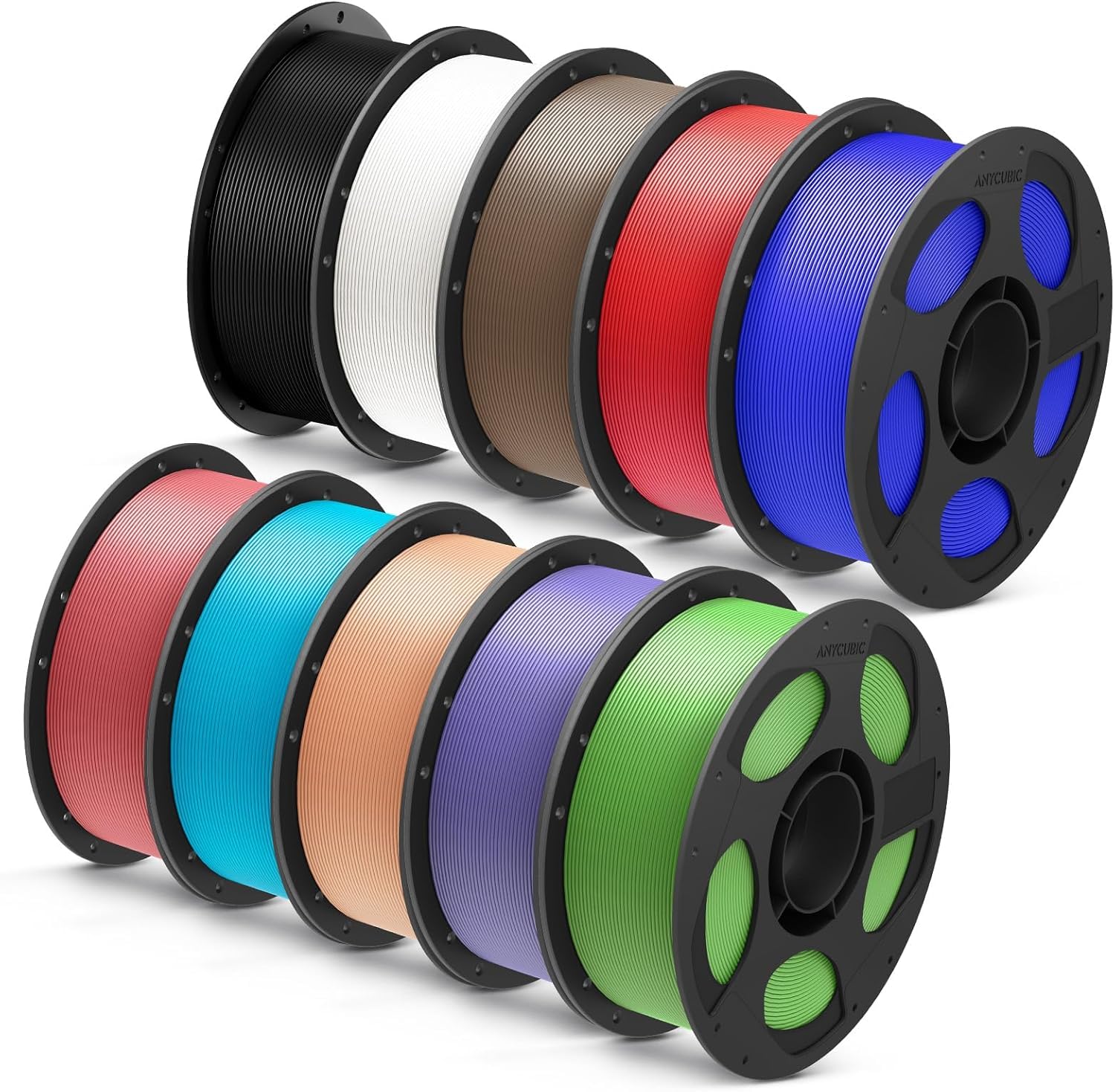 ANYCUBIC PLA+ Filament 1.75mm, PLA Plus, Hohe Zähigkeit, 10KG Set | Hohe Schlagfestigkeit, Für den Druck funktionaler Bauteile, Einfach zu drucken, Maßgenauigkeit +/-0,02mm