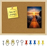 Vista 11 de OWLKELA Tablero de corcho de 24" x 36" con marco de madera, tablero de anuncios de corcho, tablero de corcho con marco de madera de roble, tablero