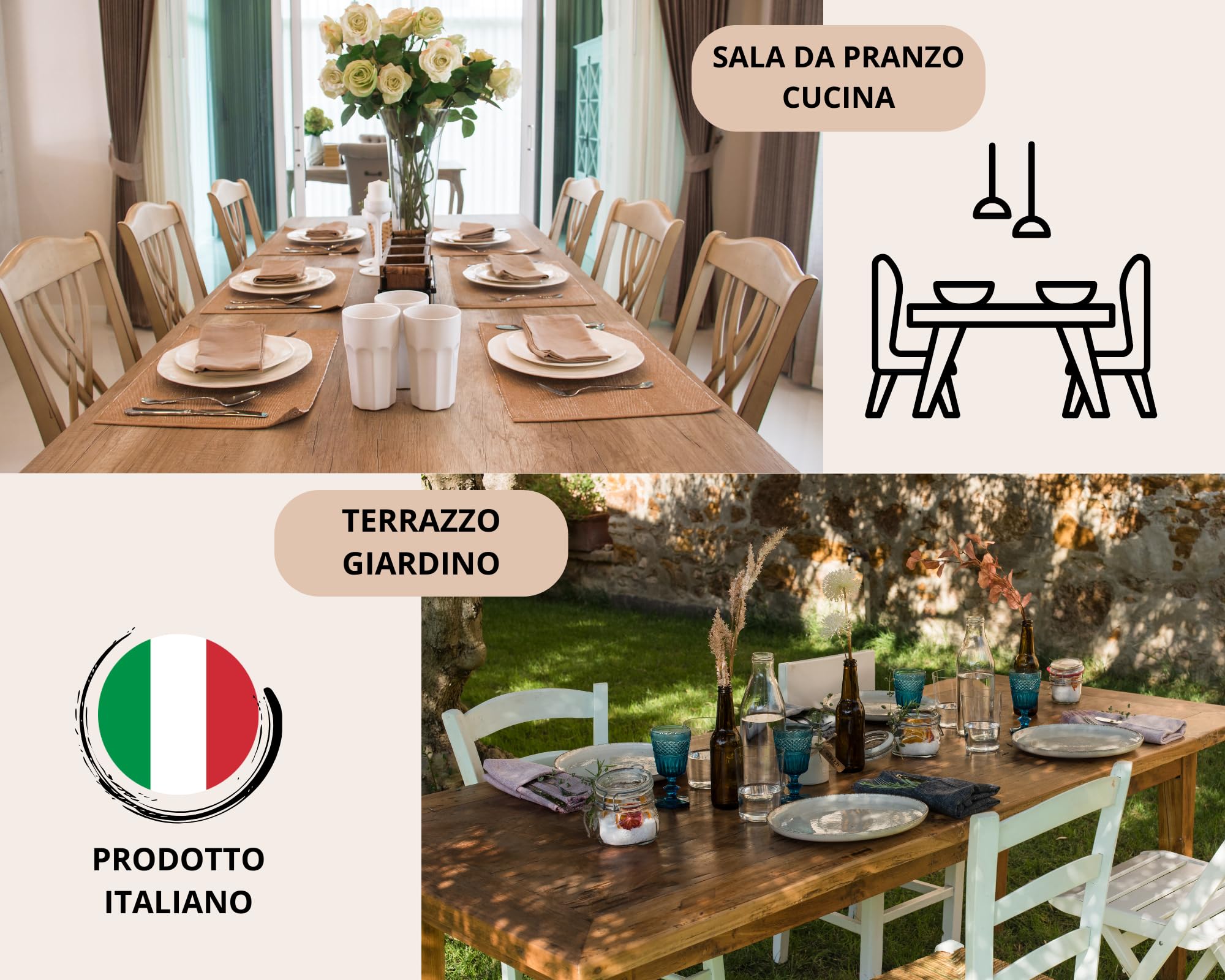Tata Home Set 6 Cuscini Sedia con Schienale Cucina Cuscino con Lacci Fascia Elastica da Giardino Esterno Cuscino Imbottito per Sdraio Prendisole Cuscino Poltrona Sdraio Relax Misura 40x80 cm Panna